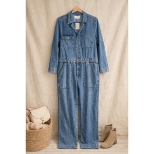 Universal Thread Denim Jumpsuit Women's 14 Blue Utility Button Front NWT Jean